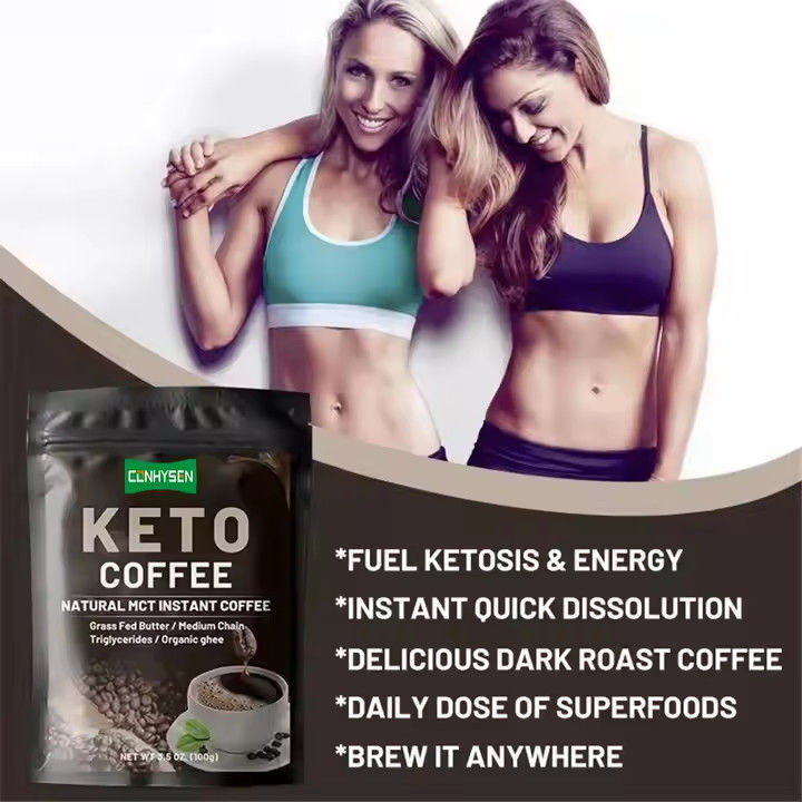 Label Pribadi Keto Penurunan Berat Badan Kopi Kontrol Diet MCT Pengganti Makanan Makanan Instan
