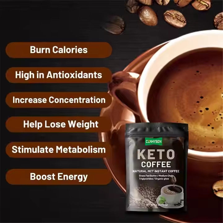 Label Pribadi Keto Penurunan Berat Badan Kopi Kontrol Diet MCT Pengganti Makanan Makanan Instan