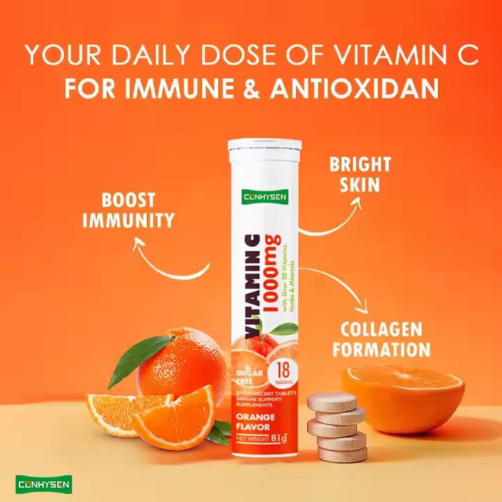 OEM ODM Vitamin C Tablet Effervescent 1000mg Lebih dari 20 Vitamin Herbal Mineral Dukungan kekebalan