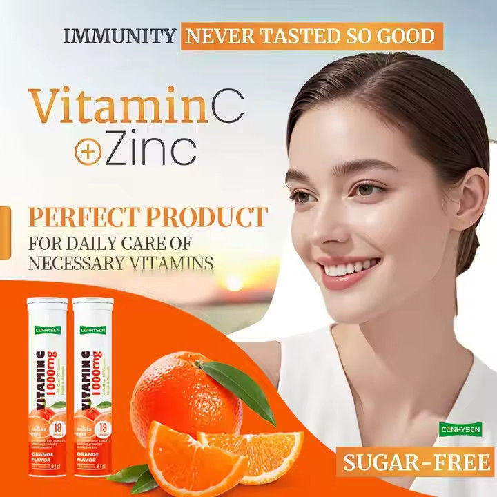 OEM ODM Vitamin C Tablet Effervescent 1000mg Lebih dari 20 Vitamin Herbal Mineral Dukungan kekebalan