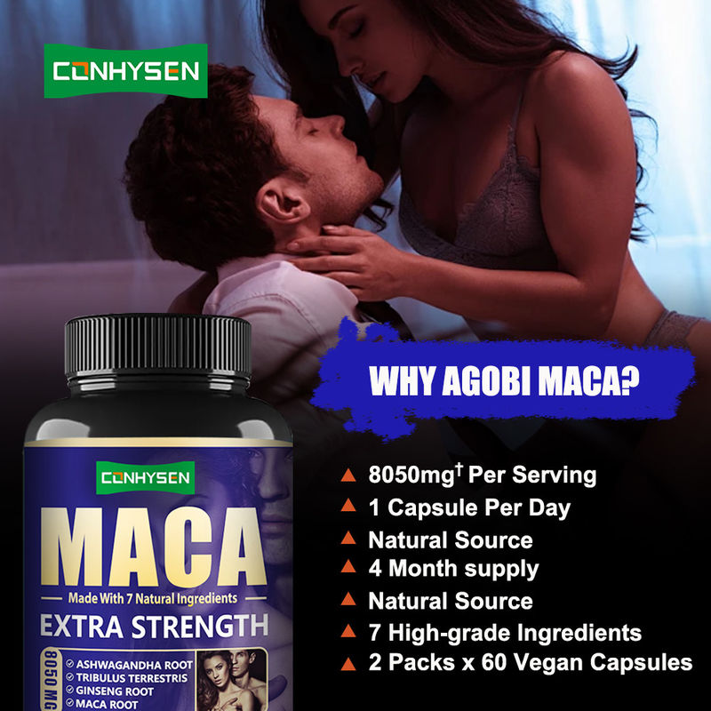 OEM Maca Male Enhancement Capsules Dukungan Energi Pria Power Pills Tongkat Ali Capsules
