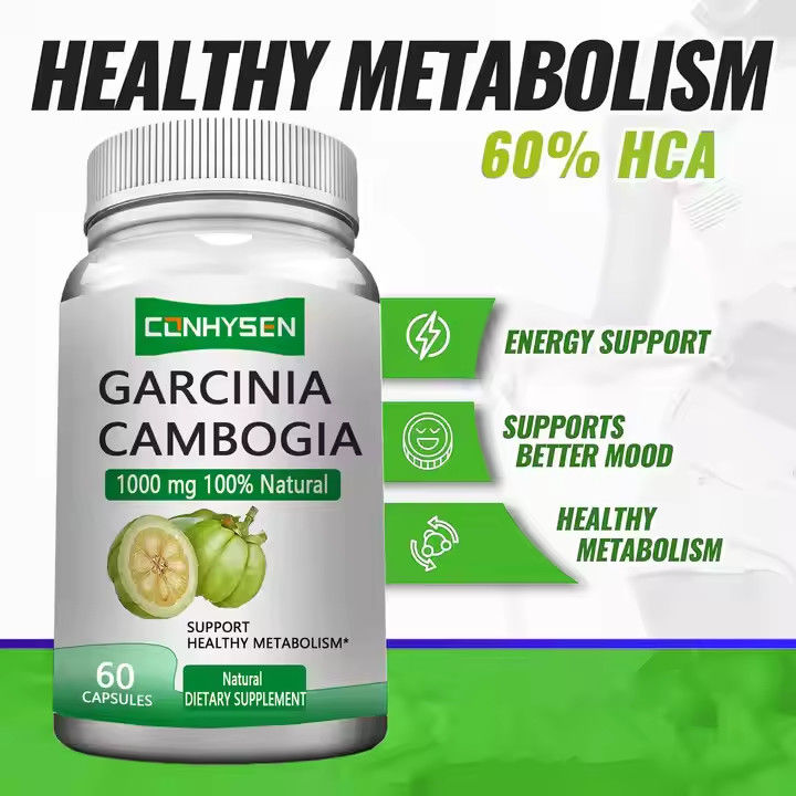 Penghambat lemak Penghilang berat badan Garcinia Cambogia Kapsul Untuk Produksi Metabolisme Keseimbangan Mood