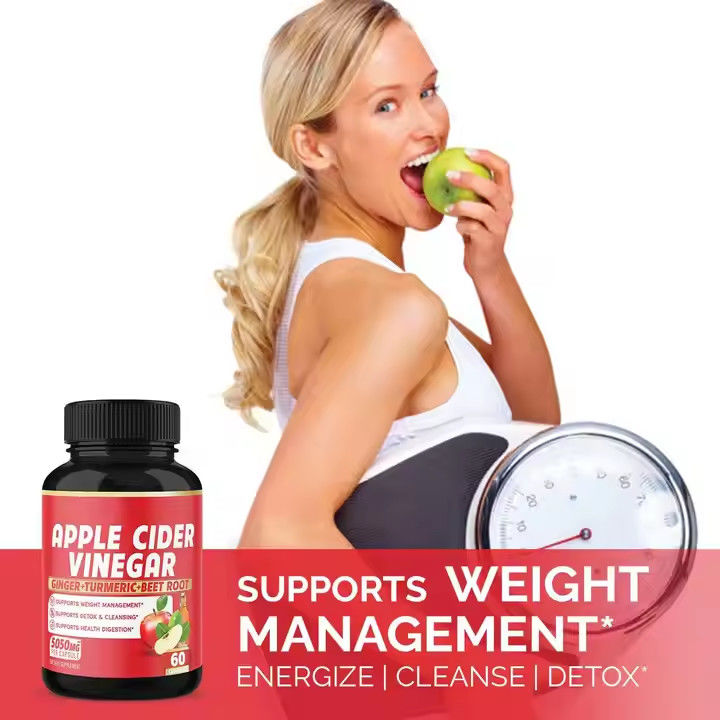 Label pribadi Apple Cider Vinegar Kapsul Pabrik untuk Pengendalian Berat Badan Membakar Lemak