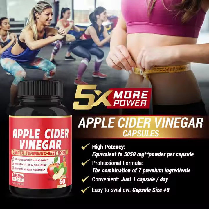 Label pribadi Apple Cider Vinegar Kapsul Pabrik untuk Pengendalian Berat Badan Membakar Lemak
