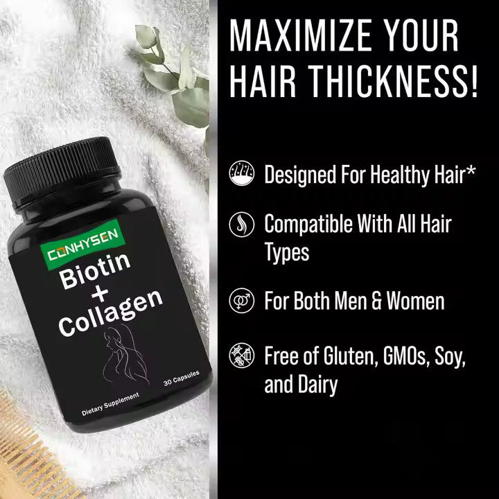 OEM Ekstrak Tumbuhan Kolagen Biotin Kapsul Suplemen Keratin Untuk Rambut Dan Kulit Sehat