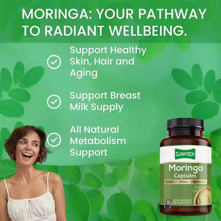 Custom Flavor Pure Organic Moringa Kapsul untuk Sistem Kekebalan & Energi Booster