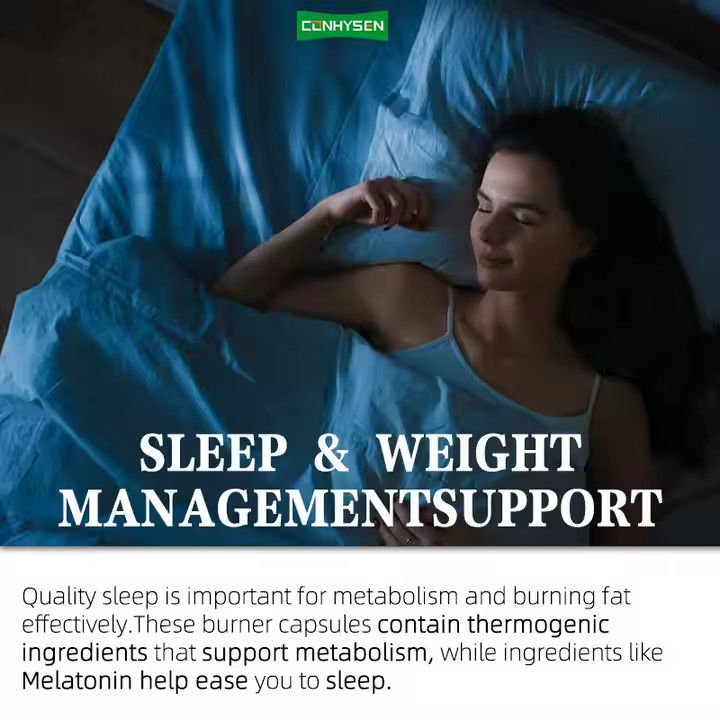 L Theanine Slim Fat Burner Kapsul Malam Waktu Mendukung Manajemen Berat Badan OEM ODM