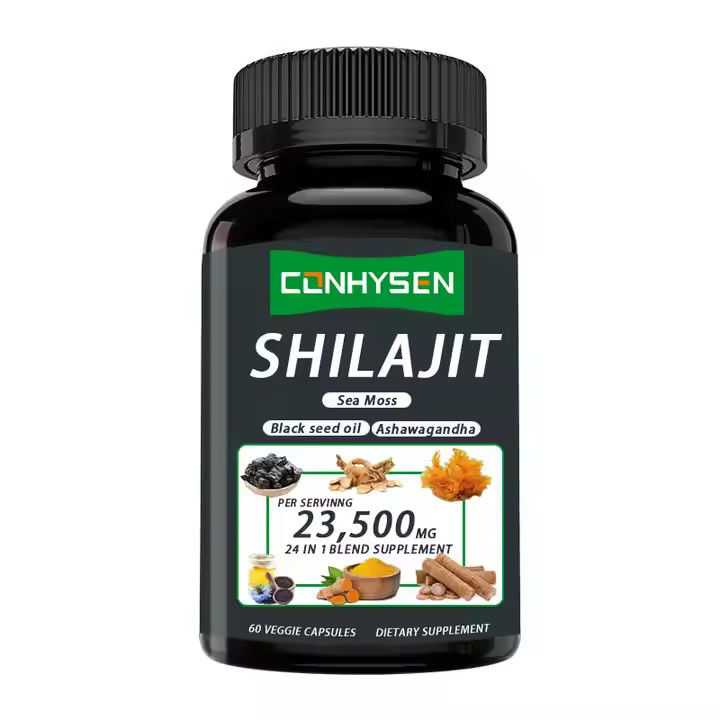 OEM Himalaya Shilajit Kapsul Asam Fulvic Mineral Laut Moss Asam alami Campuran Meningkatkan Energi