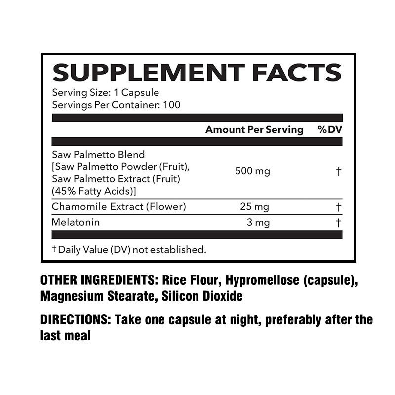 PM Formula Untuk Dukungan Tidur Prostat Tradisional Saw Palmetto Kapsul Dengan Melatonin