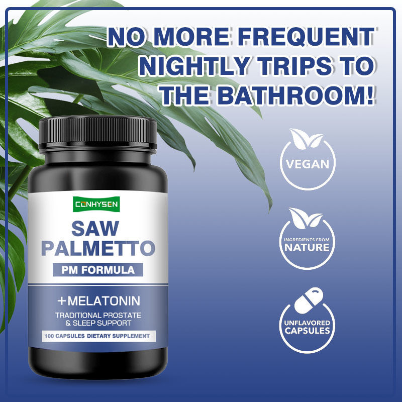 OEM/ODM Saw Palmetto Vegan Suplemen Saw Palmetto Kapsul untuk Mengurangi Seringnya Kencing