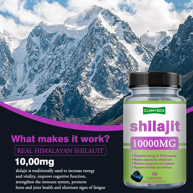 Private Label Kapsul Shilajit Murni 1000mg Kapsul Perawatan Kesehatan Meningkatkan Energi dan Performa
