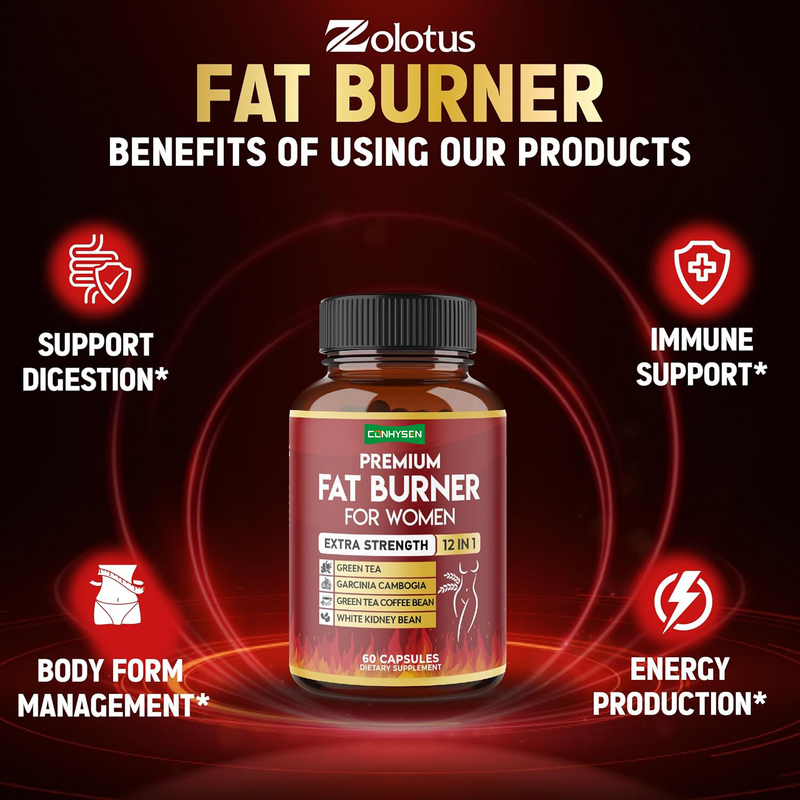 Extra Strength 12-in-1 Fat Burner untuk Wanita Vegan Kapsul dengan Teh HijauGarcinia Cambogia Putih Ginjal Kacang Pengobatan Pencernaan
