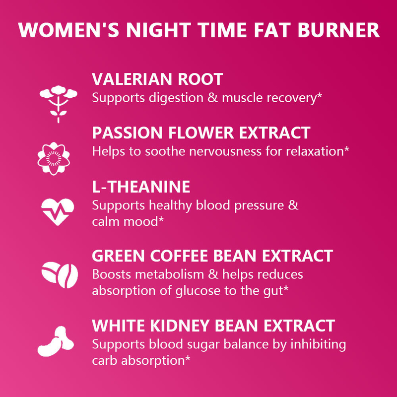 Kapsul Pembakar Lemak Malam untuk Wanita dengan Vitamin D Mendukung Pencernaan & Pemulihan Otot