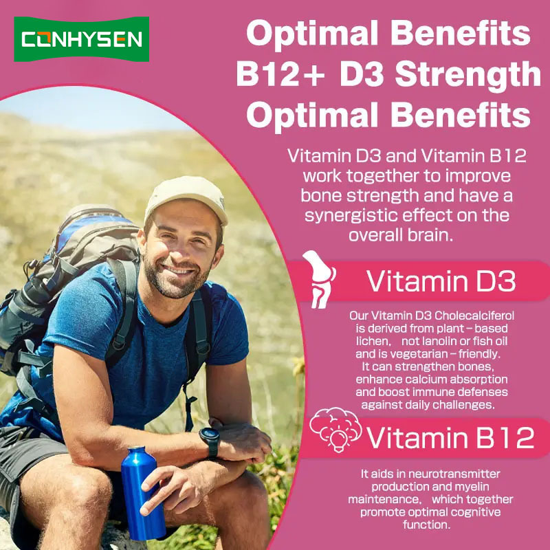 Label Pribadi Vitamin B12 Permen karet Meningkatkan Energi Mempromosikan Kesehatan Jantung Mempertahankan Kesehatan Umum Suplai alami