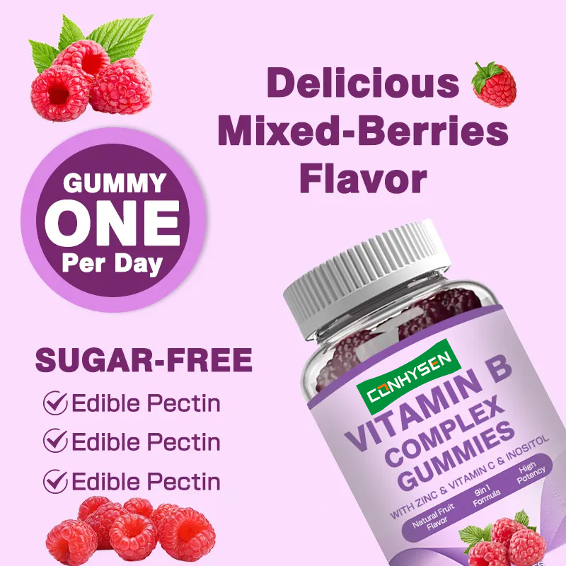 Vitamin B Kompleks Permen karet untuk penguat kekebalan Vitamin C Folat Suplemen makanan Vitamin B