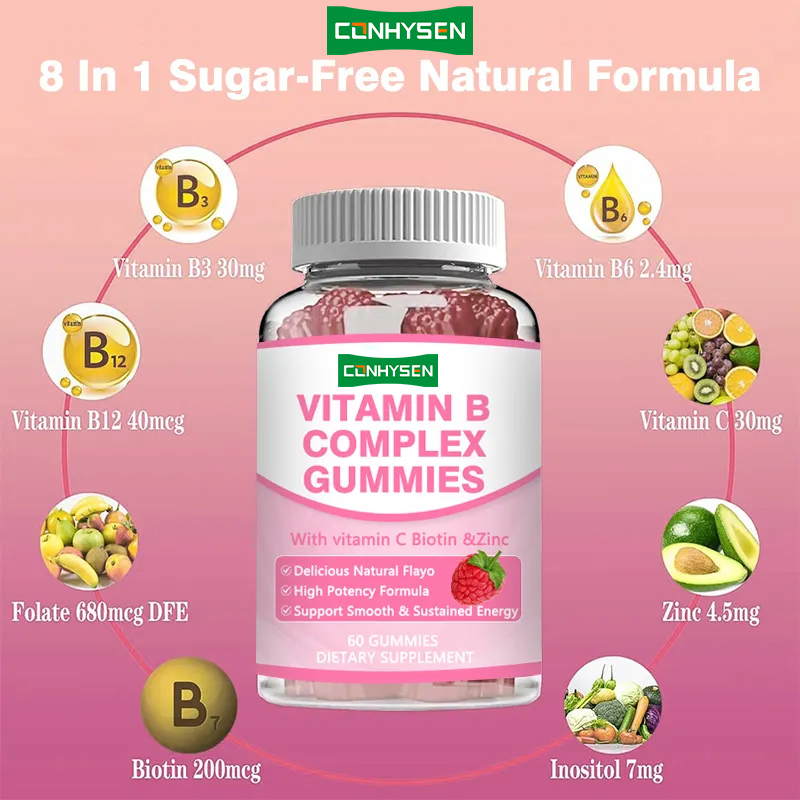 Permen Karet Vitamin B Kompleks Potensi Tinggi B12 untuk Energi Berkelanjutan Dukungan Kekebalan Tubuh Suplemen Kesehatan