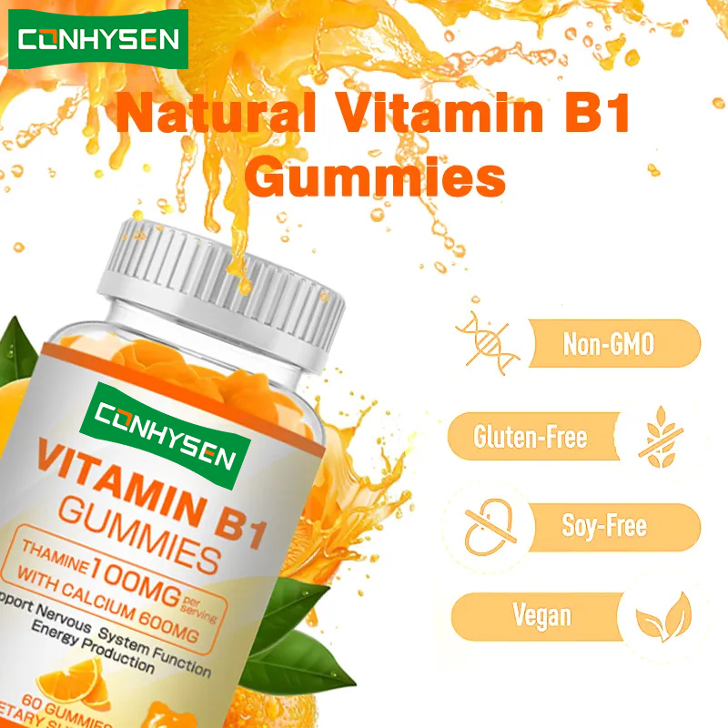 Label Pribadi Vitamin B1 Permen karet Meningkatkan Energi Mempromosikan Kesehatan Jantung Mempertahankan Kesehatan Umum Pasokan alami