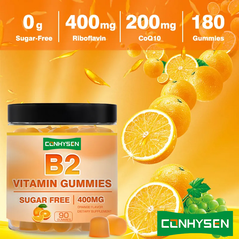 Vitamin B2 Premium Gummies dengan CoQ10 Meningkatkan Metabolisme Mendukung Kesehatan Sistem Saraf Suplemen