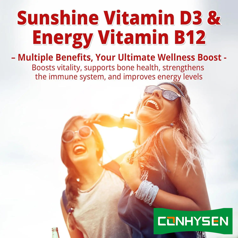Pabrik Langsung Bebas Gula Meningkatkan Vitalitas Otak Kesehatan Jantung Keseluruhan Vitamin D3 B12 Gummies