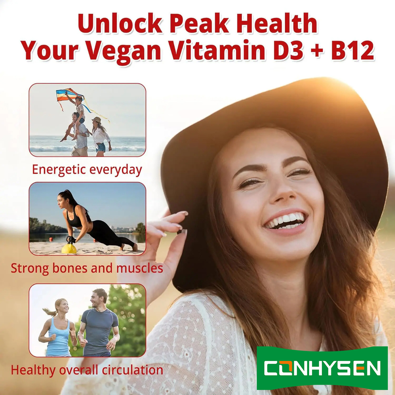 Pabrik Langsung Bebas Gula Meningkatkan Vitalitas Otak Kesehatan Jantung Keseluruhan Vitamin D3 B12 Gummies