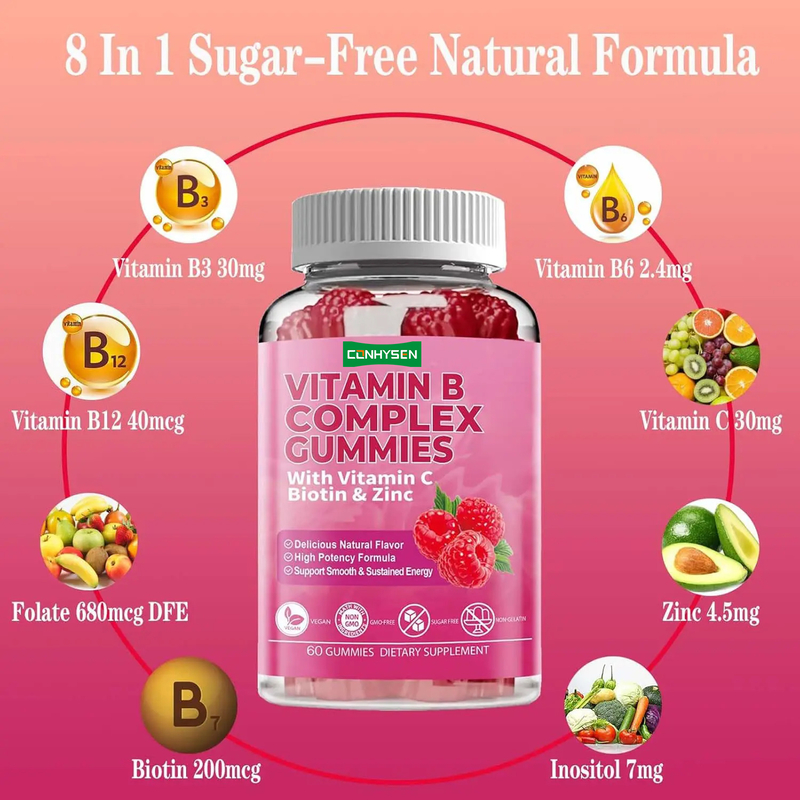 Permen Karet Vitamin B Kompleks dengan Vitamin B6 Formula Alami Mendukung Sistem Kekebalan Tubuh yang Sehat