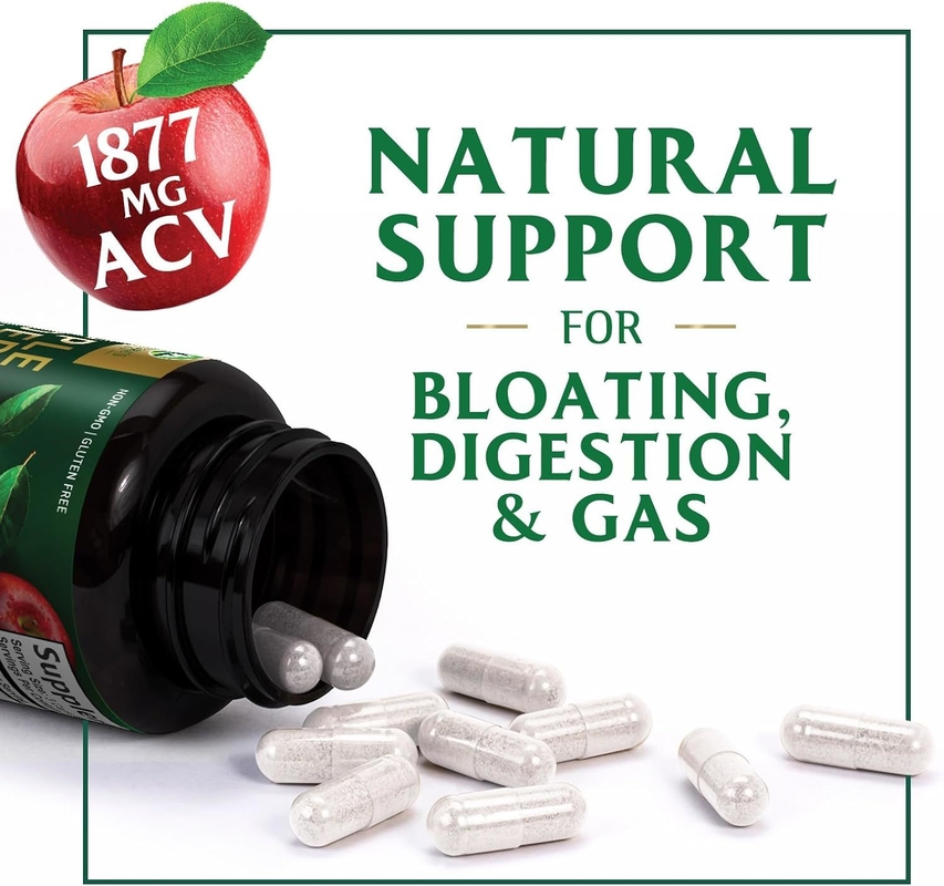 OEM Natural Ketone ACV Kapsul penurunan berat badan organik tanpa gula perut datar Apple Cider Vinegar Kapsul penurunan berat badan permen karet Serat makanan