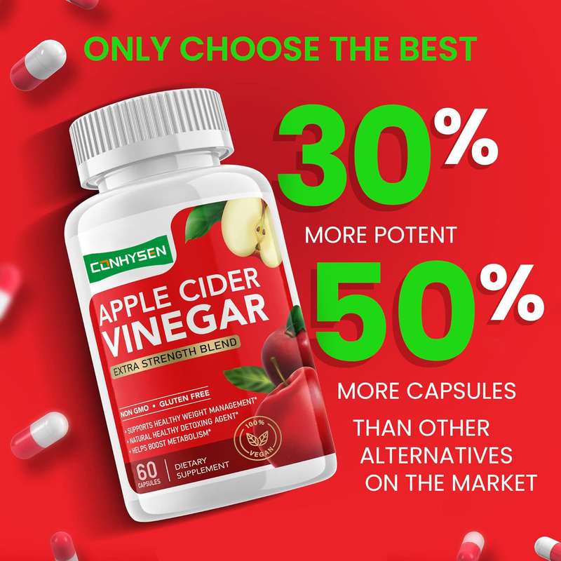 BioHealth OEM Label Pribadi Apple Cider Vinegar Kapsul dengan Ibu Organik ACV Pil Penghilang Berat Badan Detox Membersihkan Suplemen