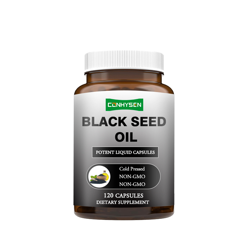 Custom Branded Black Seed Oil Capsules Supplier Dukungan Rambut Sehat Kulit Kuku
