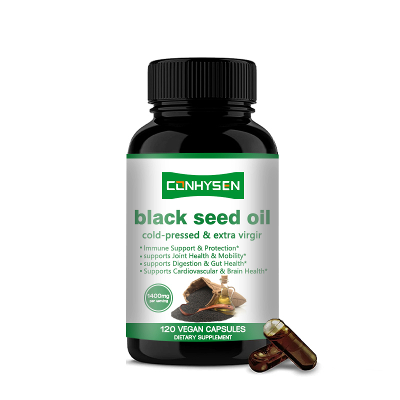 Organik Minyak Benih Hitam Kapsul 1000mg untuk Kesehatan Masuk 24 Bulan Shelf Life