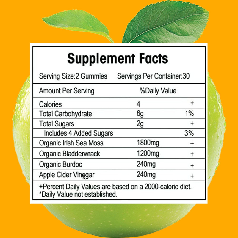 Pabrik Apple Aroma Sea Moss Gummies Detox dan Membersihkan Custom Branded