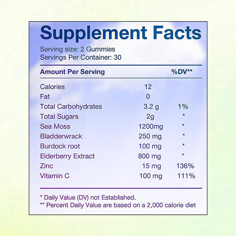 Permen Jeli Lumut Laut dengan Vitamin C dan Seng Pemasok Pabrik untuk Dukungan Antioksidan