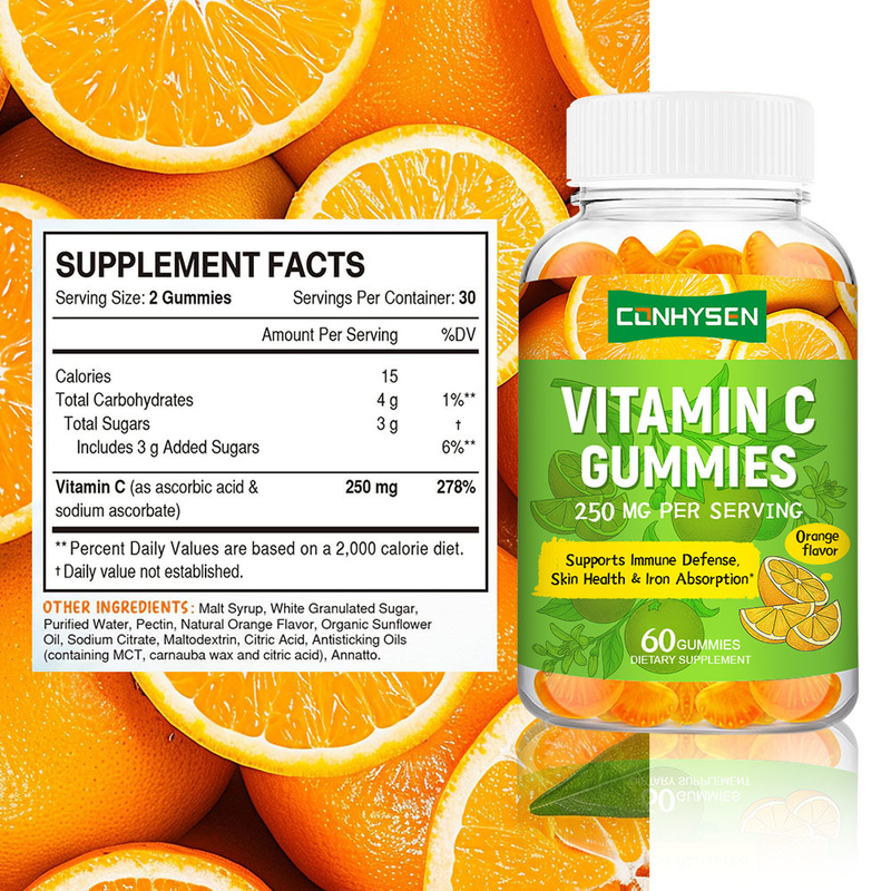 Permen Karet Vitamin C Rasa Jeruk Alami Grosir Pabrik Dukungan Energi Jantung