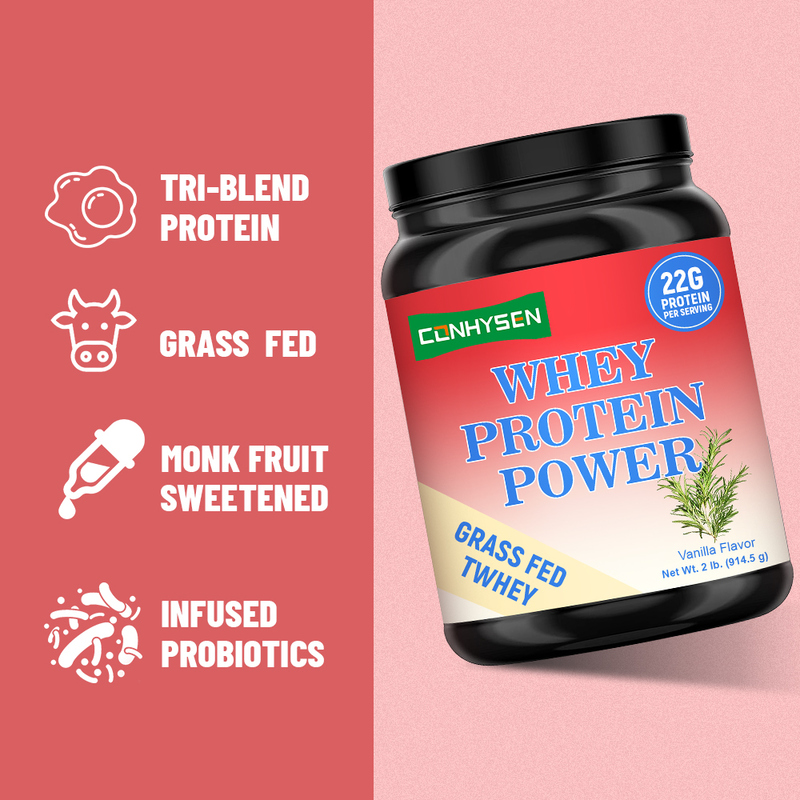 Whey Protein Power Grass Fed Tri Blend Protein Mendukung pertumbuhan otot Grosir Kustom