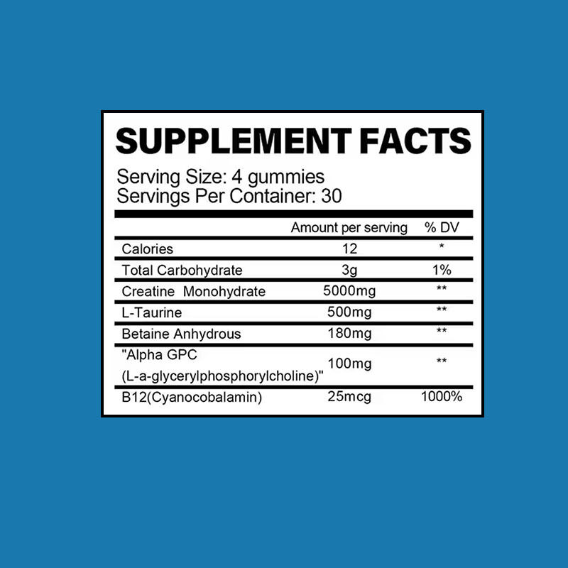 Custom Sport Creatine Monohydrate Gummies Pre-Workout Pill Pertumbuhan Otot untuk Dewasa Suplemen Creatine Peningkatan Energi