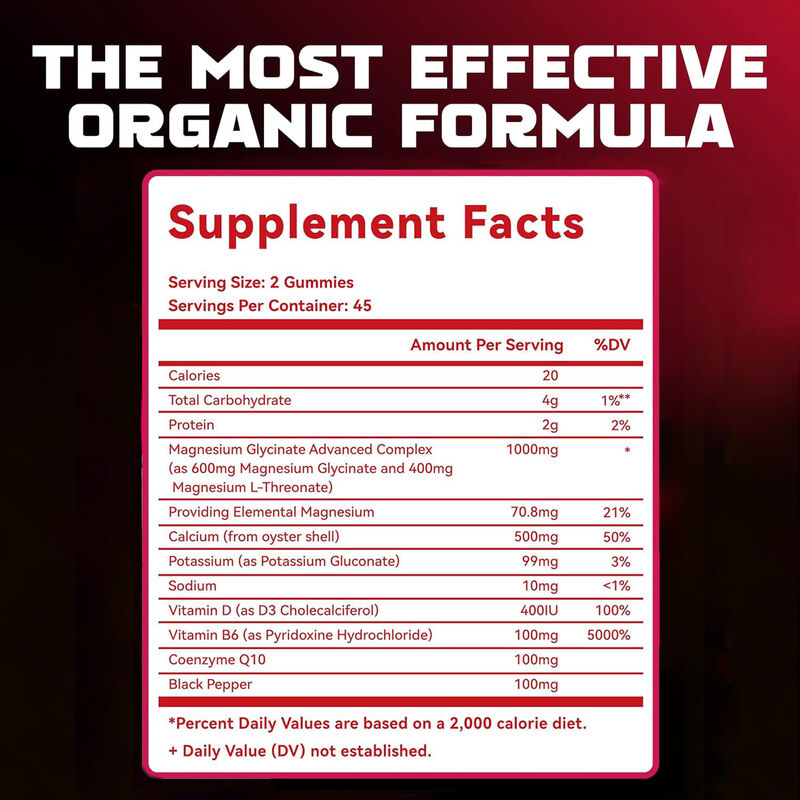 Hot Sell Label Pribadi Vegan Vitamin D Suplemen Diet Lmprove Kualitas Tidur Magnesium Glycinate Gummies