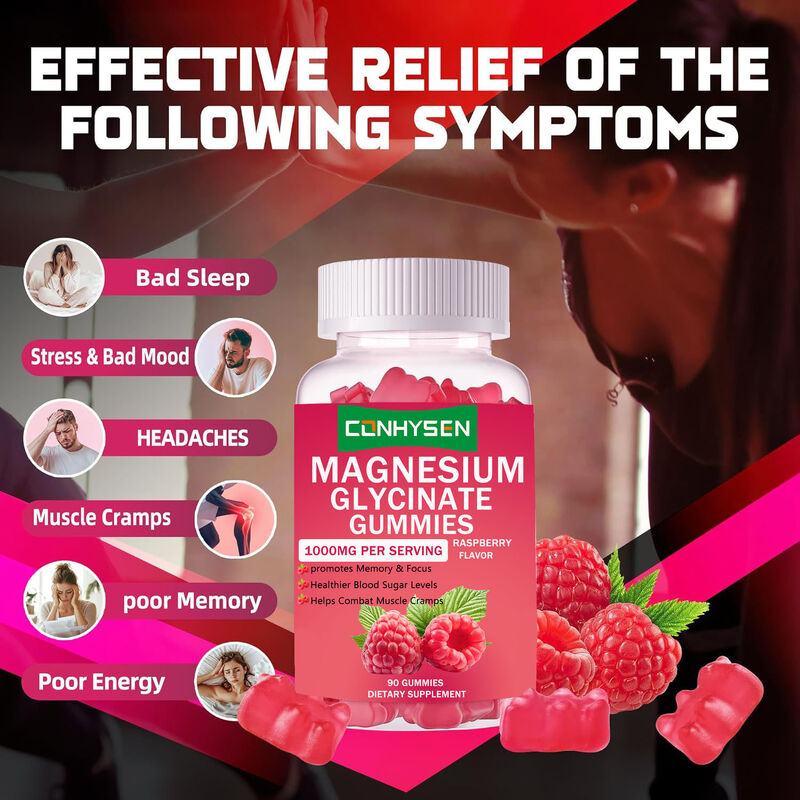 Hot Sell Label Pribadi Vegan Vitamin D Suplemen Diet Lmprove Kualitas Tidur Magnesium Glycinate Gummies