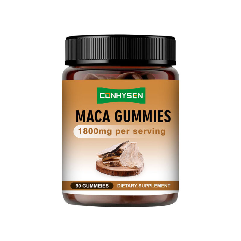Label Pribadi Maca Root Gummies Kualitas Tinggi Pria Energi Meningkatkan Suplemen 1800mg Maca Ekstrak Gummies untuk Wanita & Pria