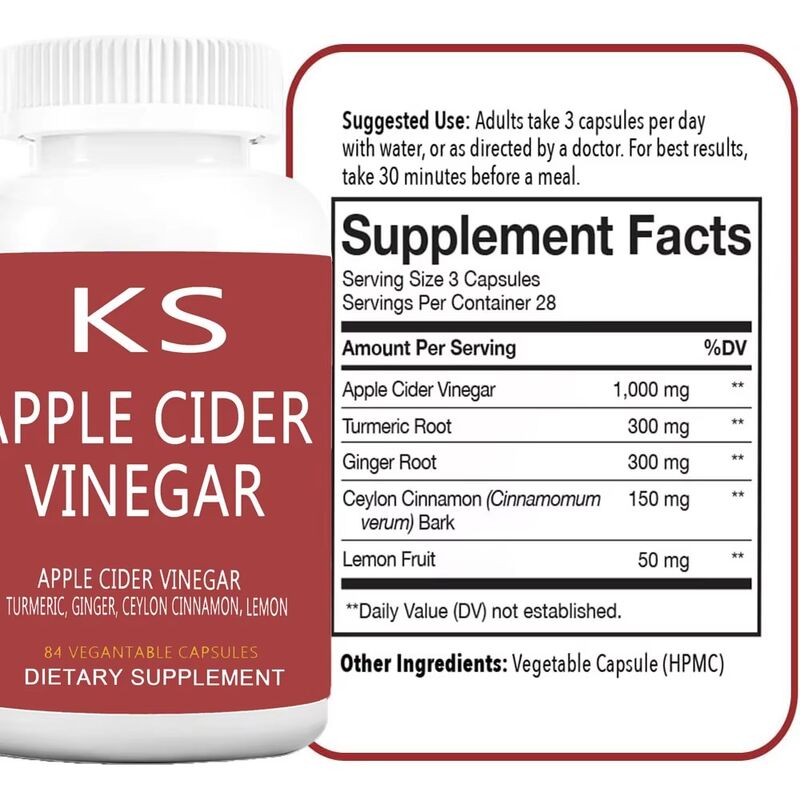 Beworths Natural Apple Cider Vinegar Capsule Detox Supplement Sports Nutrition Powder untuk Pengelolaan Berat Badan yang Efektif