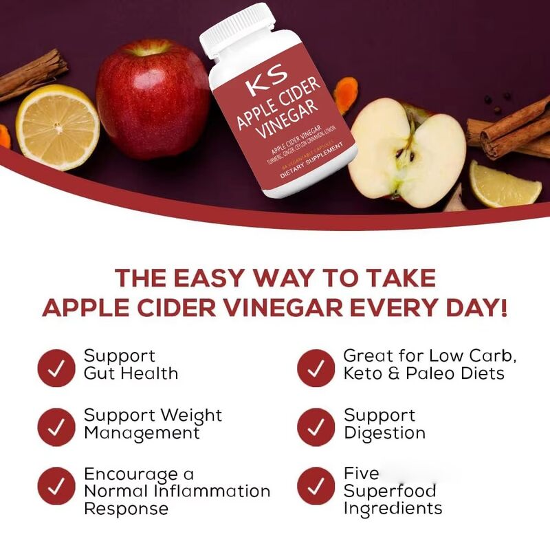 Beworths Natural Apple Cider Vinegar Capsule Detox Supplement Sports Nutrition Powder untuk Pengelolaan Berat Badan yang Efektif