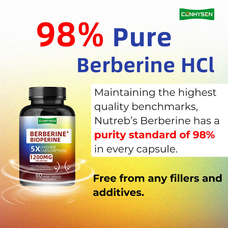 Berberine HCI Suplemen Akar Berkualitas Tinggi Kapsul,Pengendalian Berat Badan Berberine Bioperine Kapsul Serat Diet