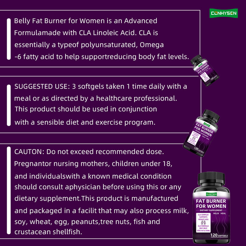 Private Label Fat Burner Capsules CLA Kompleks Suplemen Diet Mempromosikan Otot Untuk Wanita Berat Badan Tablet Serat Diet