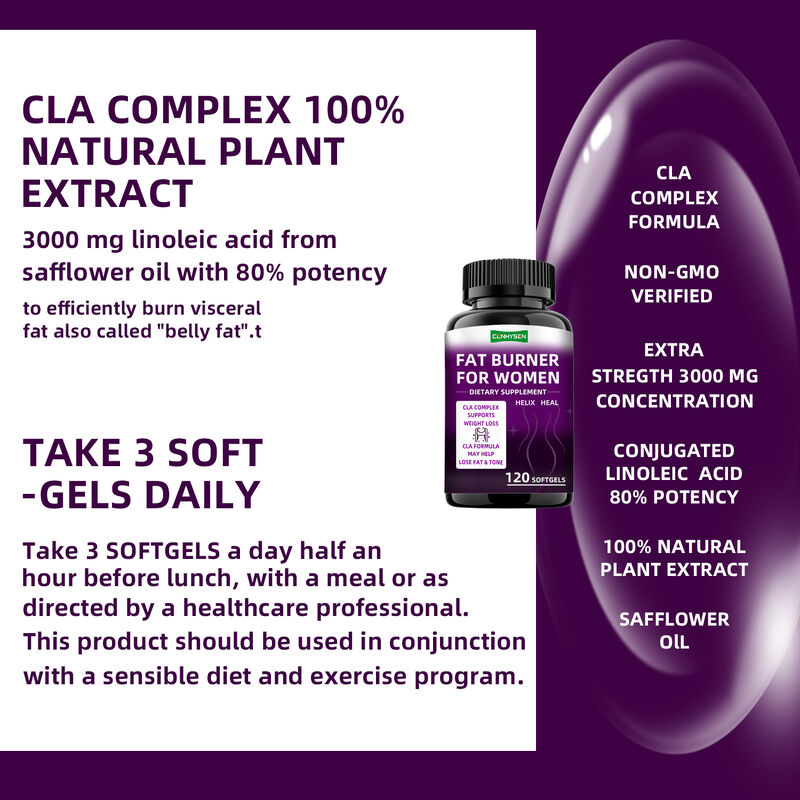 Private Label Fat Burner Capsules CLA Kompleks Suplemen Diet Mempromosikan Otot Untuk Wanita Berat Badan Tablet Serat Diet