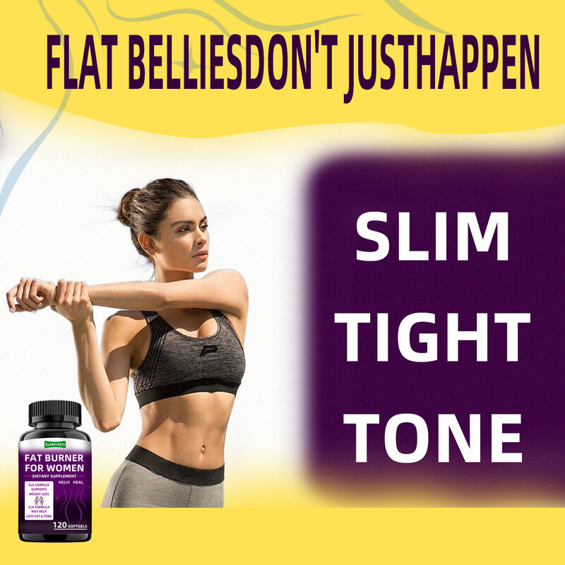 Private Label Fat Burner Capsules CLA Kompleks Suplemen Diet Mempromosikan Otot Untuk Wanita Berat Badan Tablet Serat Diet