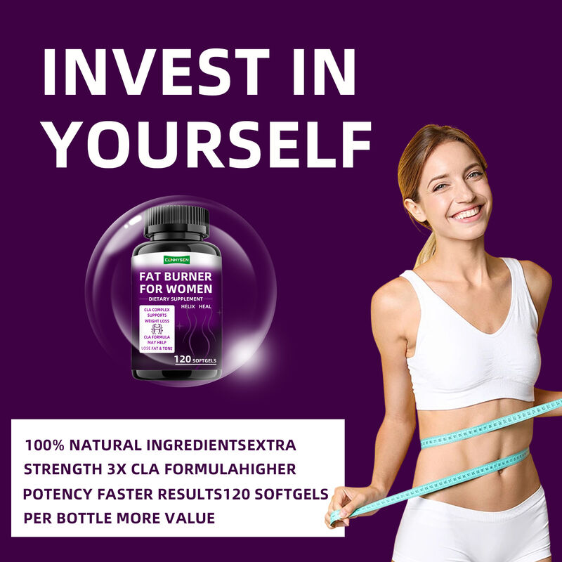 Private Label Fat Burner Capsules CLA Kompleks Suplemen Diet Mempromosikan Otot Untuk Wanita Berat Badan Tablet Serat Diet