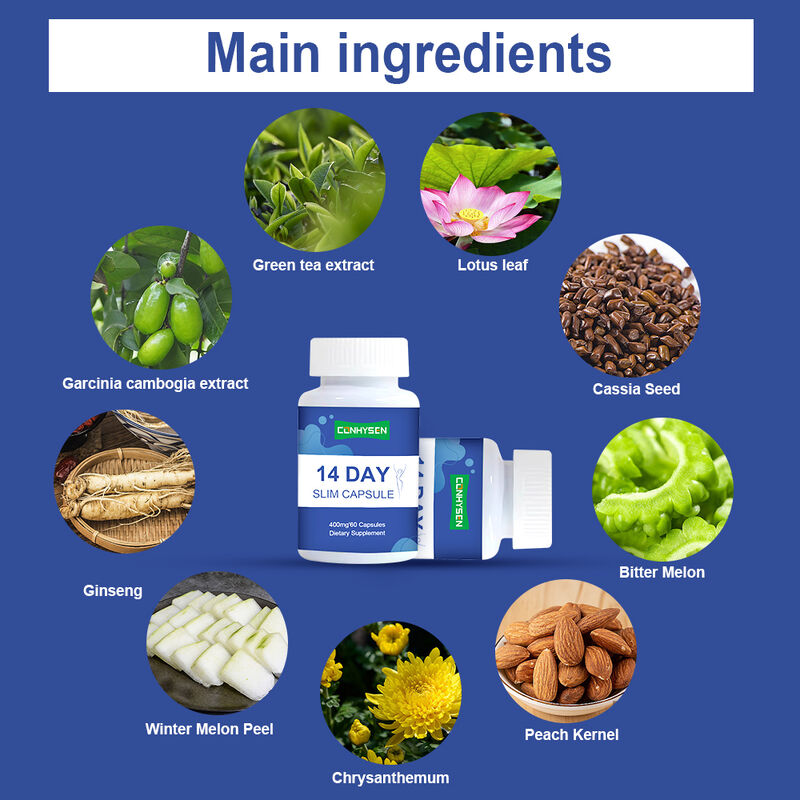 Label Pribadi 14 Hari Slim Kapsul Mendukung Kesehatan Pencernaan dan Penurunan Berat Badan Suplemen Diet Detox Kapsul
