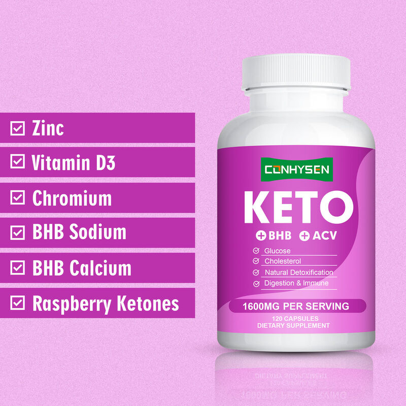 Kapsul Keto OEM ODM Kaya BHB ACV Vitamin Zinc Chromium Mendukung Aktivitas Metabolik Efisien Pil Penurun Berat Badan