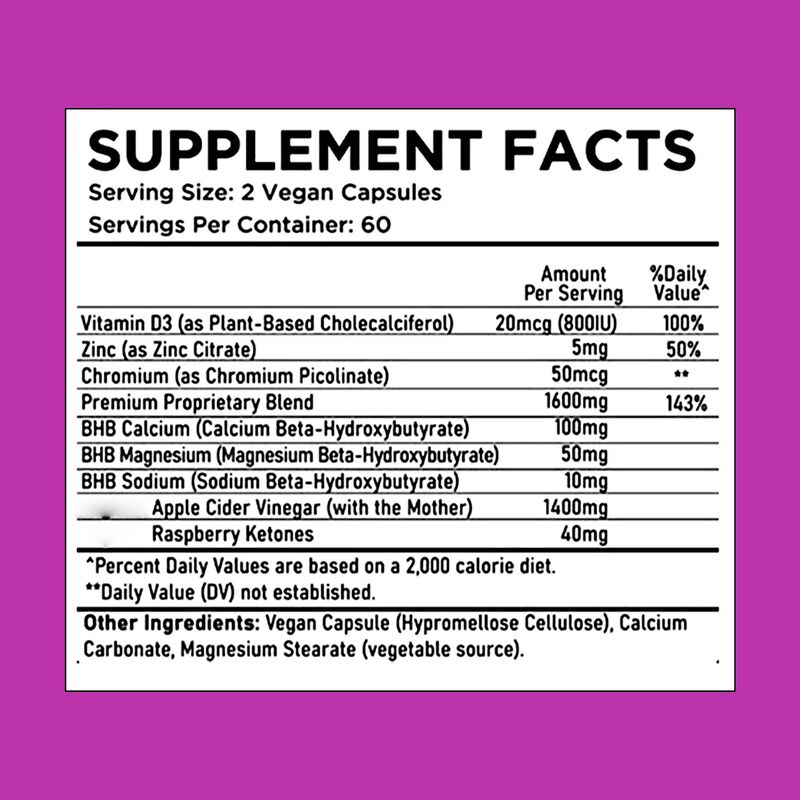 Kapsul Keto OEM ODM Kaya BHB ACV Vitamin Zinc Chromium Mendukung Aktivitas Metabolik Efisien Pil Penurun Berat Badan