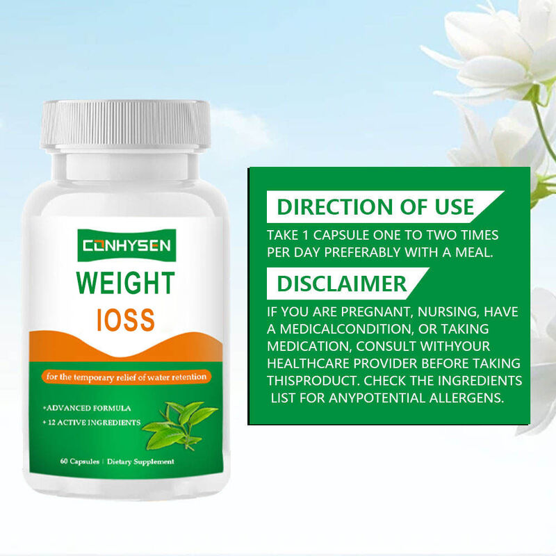 OEM Kapsul penurunan berat badan Mendukung metabolisme Mempromosikan keseimbangan cairan Dengan Apple Cider Vinegar Herbal Suplemen Kapsul