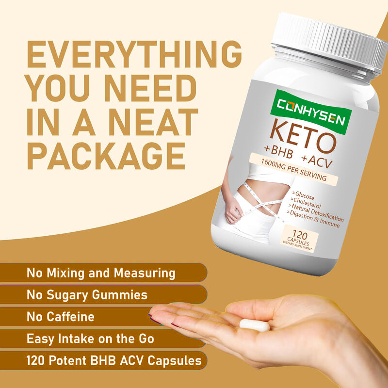 Kapsul Keto+ACV+BHB Label Pribadi dengan BHB & Cuka Sari Apel untuk Kontrol Berat Badan Tingkatkan Energi Fokus Pembakar Lemak