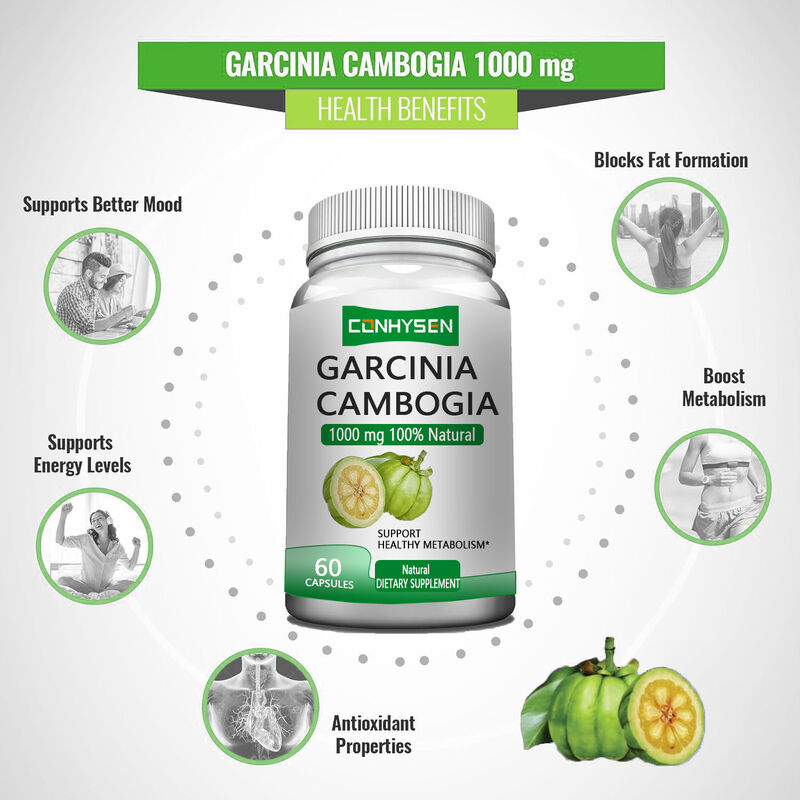 Private Label Garcinia Cambogia Herbal Supplements Garcinia Cambogia Kapsul Mendukung Metabolisme Sehat & Mendukung Mood yang Lebih Baik